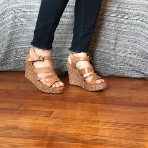 Brazilian Platform Sandals Leather Camel
